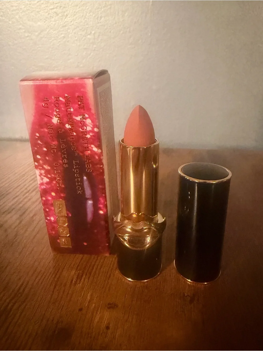 Pat McGrath Labs MatteTrance Lipstick in Nude Venus #190- Black/Gold Lips Case